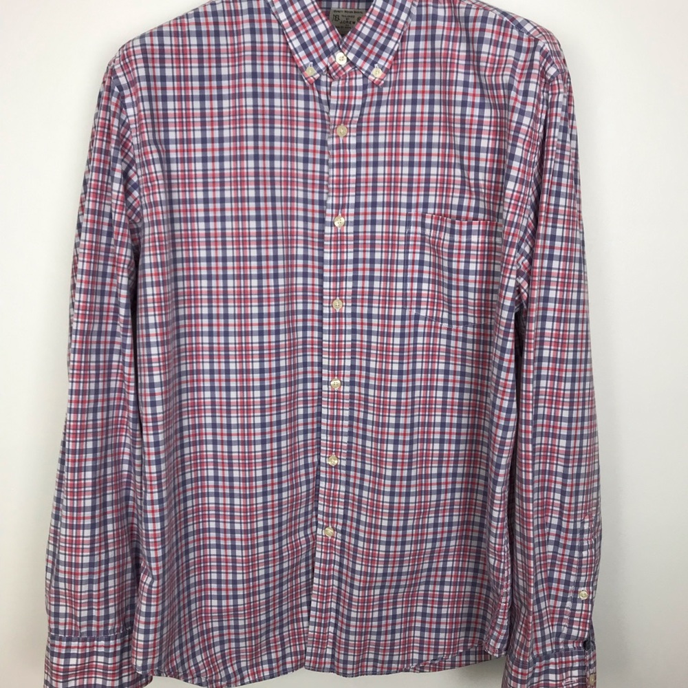 Red, White, Blue Plaid Button Down